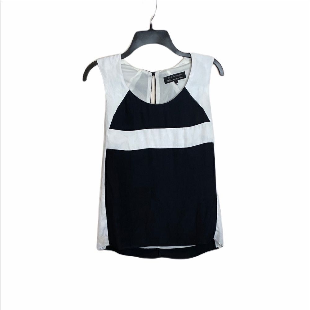 Rag& Bone Saks Black Off White Sleeveless Tank